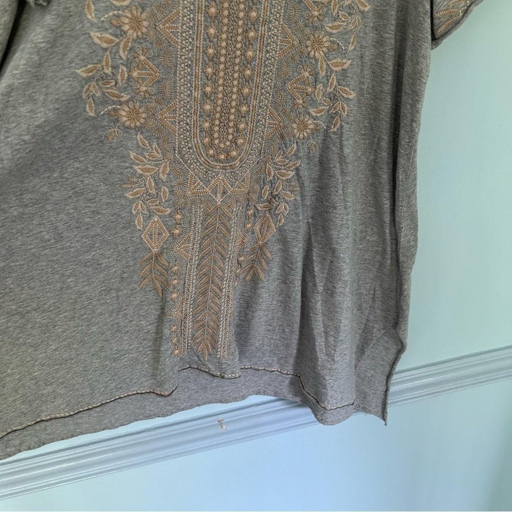 Johnny Was Gray Kemi Knit Drape Short Sleeve Blouse Size Small - Picture 5 of 14